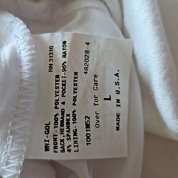 White office blouse with cami under, netted front, fabric back, goldtone button - Picture 7 of 9